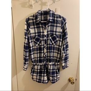 small navy blue plaid Aerie romper